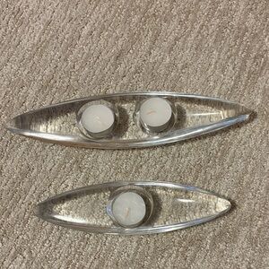 Pair of glass tea light candle holders